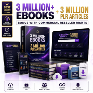 3 Million+ eBooks & 3 Million PLR Articles Bundle with Commercial Resell Rights | Instant Digital Download